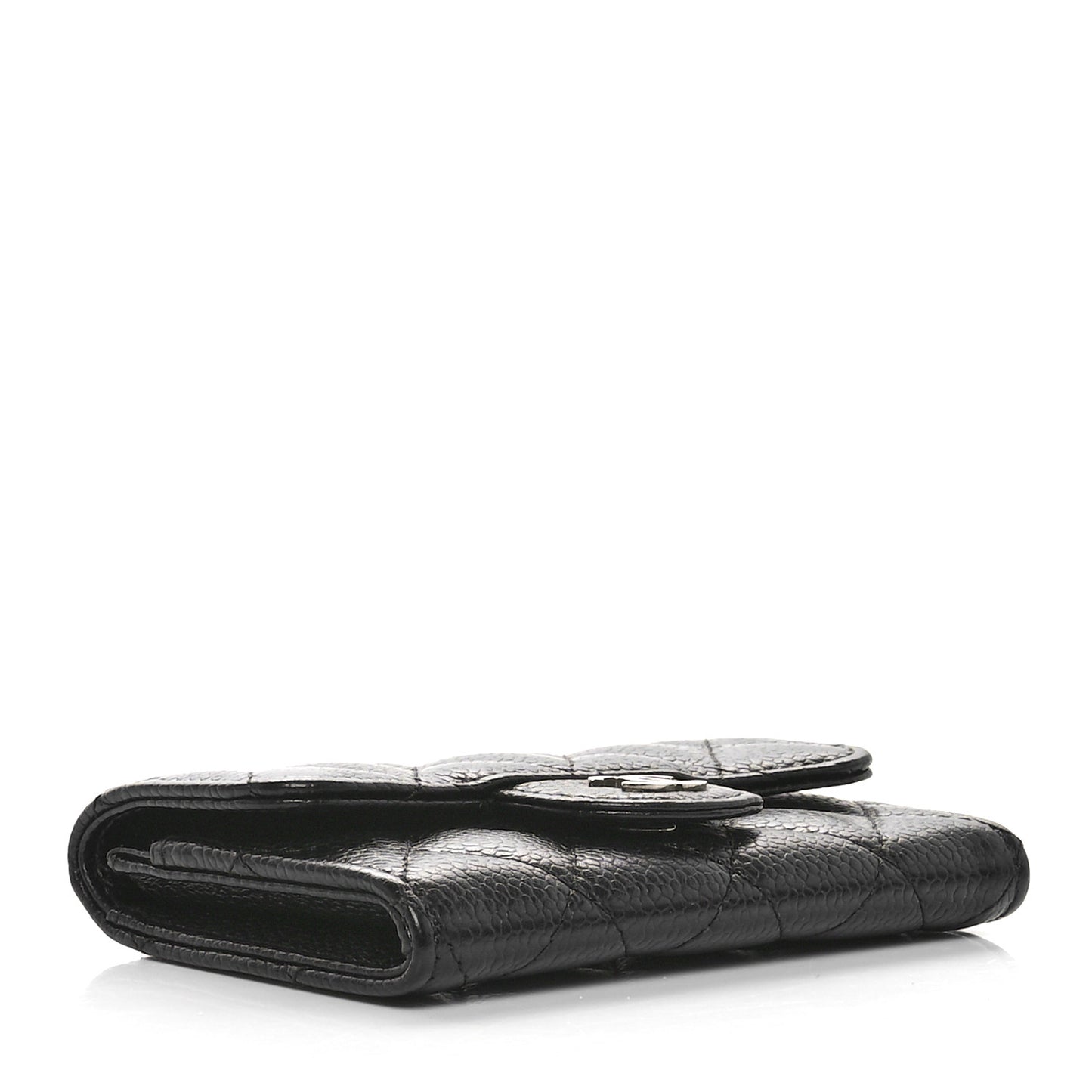 Caviar Quilted Flap Card Holder Black