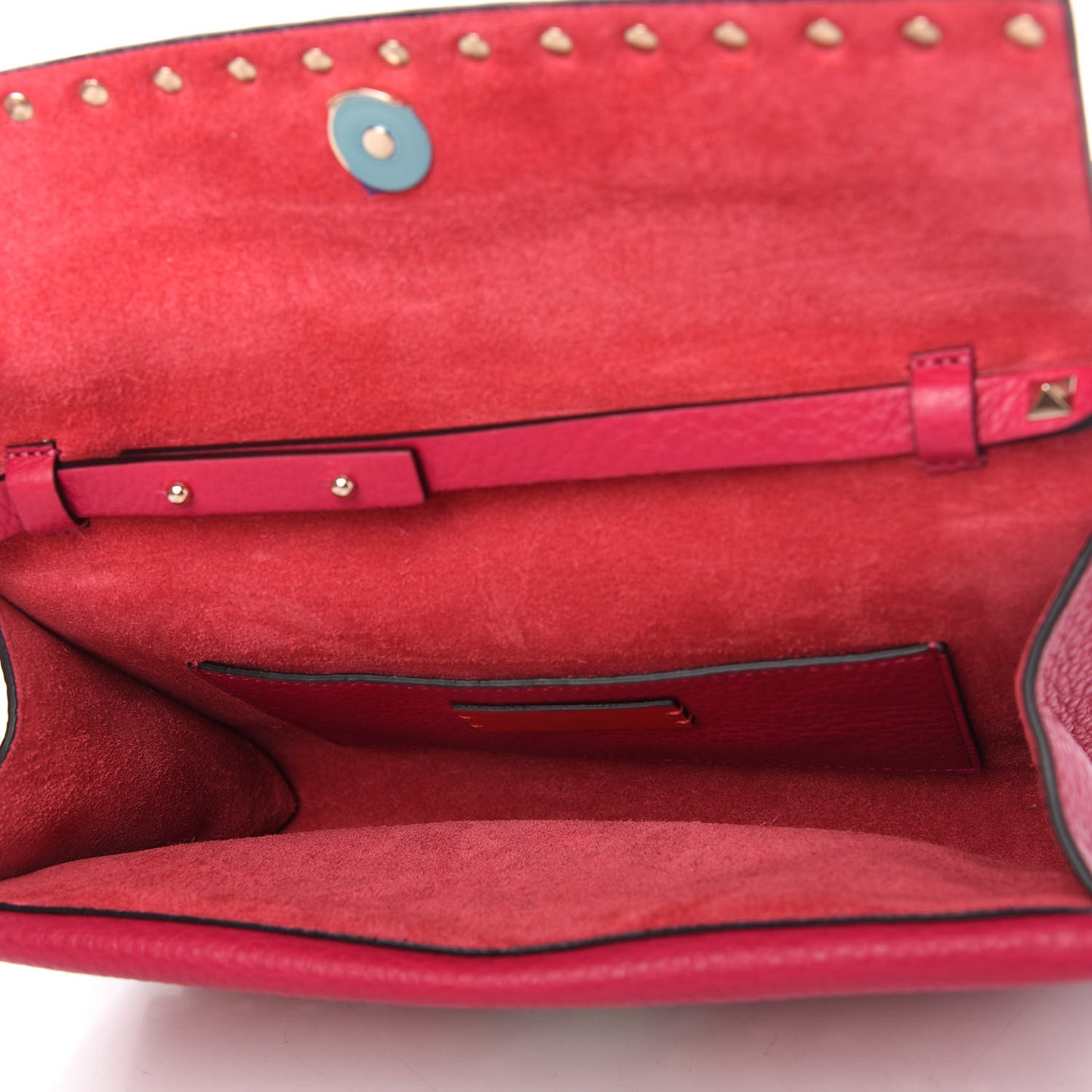 Pebbled Calfskin Rockstud Double Flap Crossbody Bag Blossom