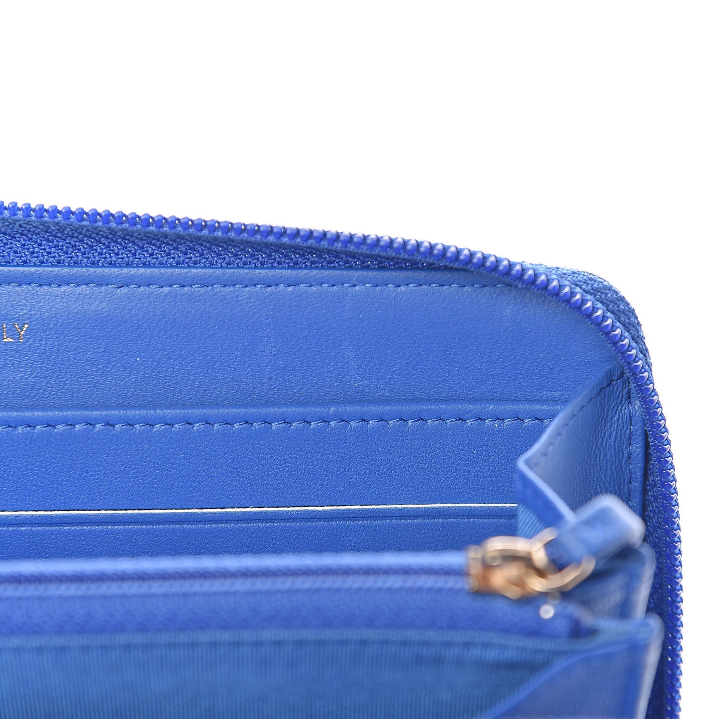 Lambskin Quilted Boy Zip Around Wallet Blue