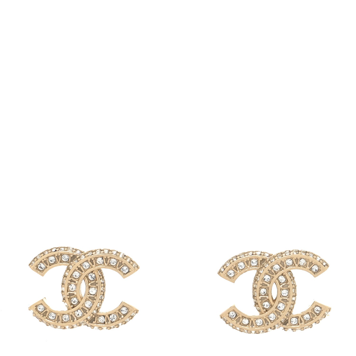 Chanel Crystal Timeless CC Earrings Light Gold 1 of 4