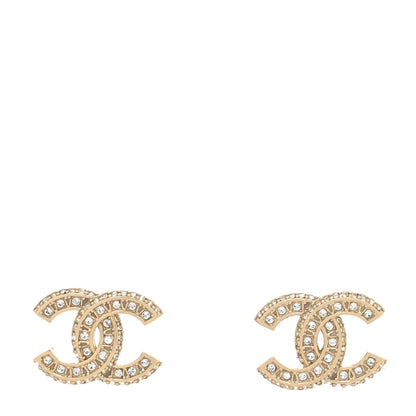 Chanel Crystal Timeless CC Earrings Light Gold 1 of 4