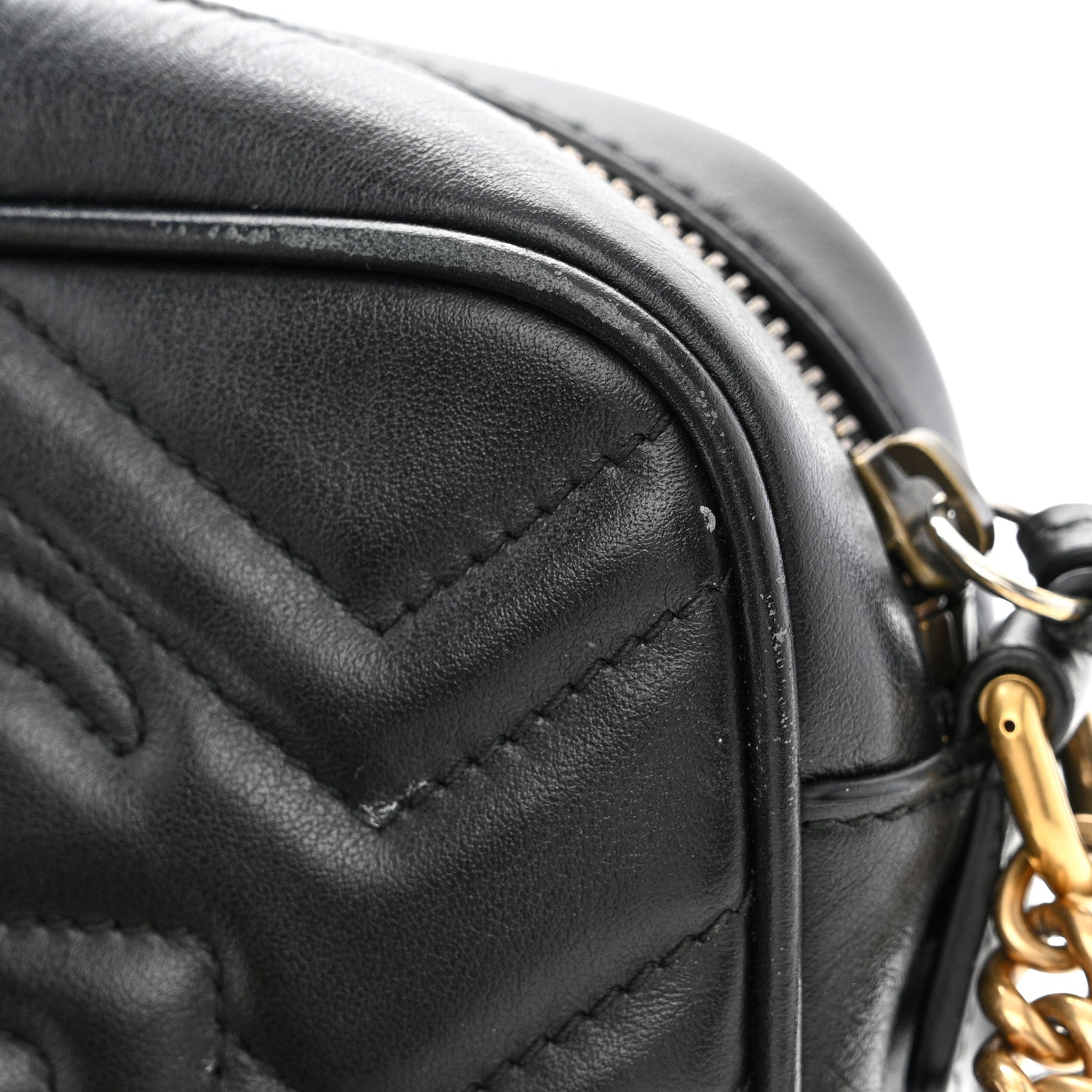 Gucci Calfskin Matelasse Mini GG Marmont Chain Shoulder Bag Black 13 of 16