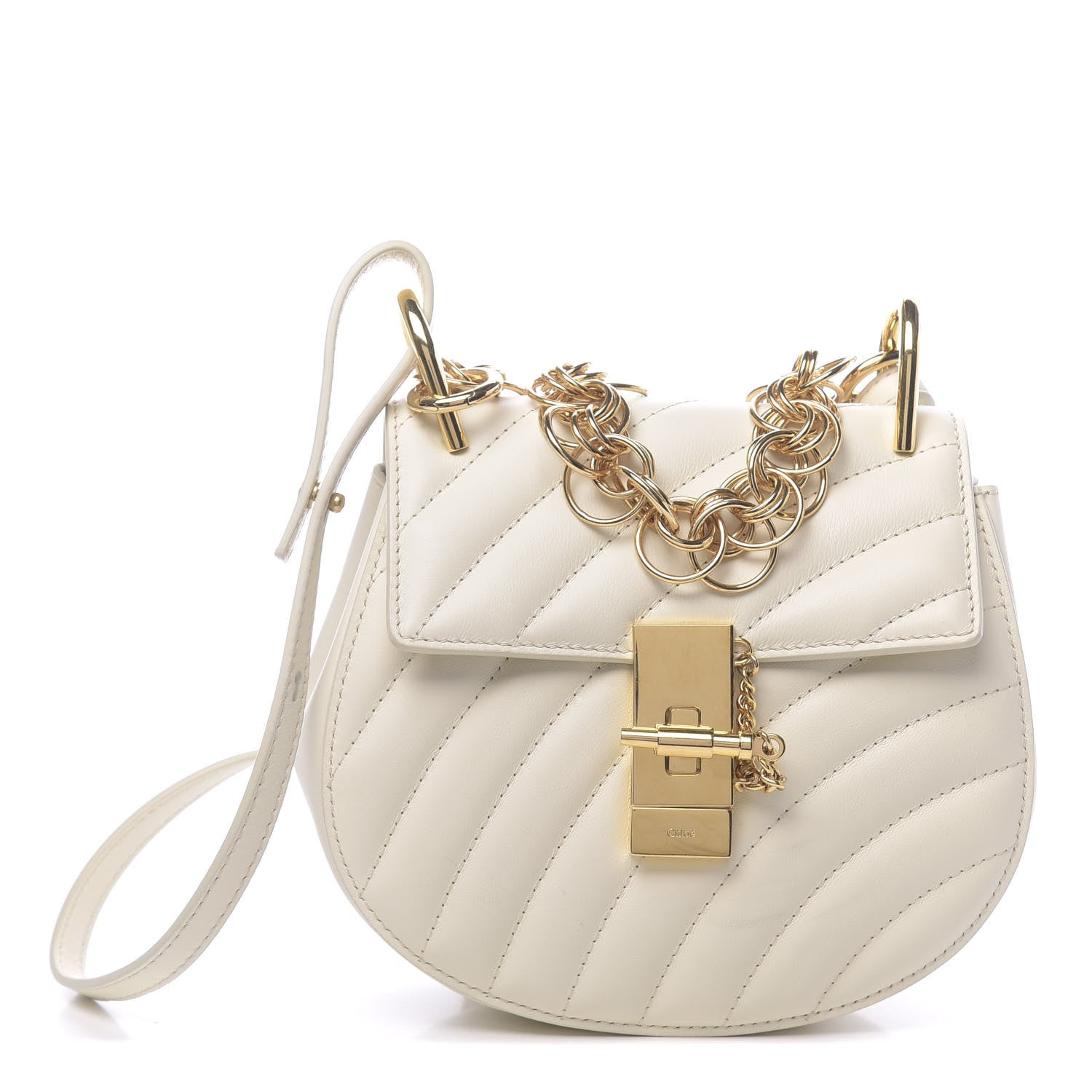 Chloe Calfskin Quilted Mini Drew Bijou Shoulder Bag Natural White 1 of 10