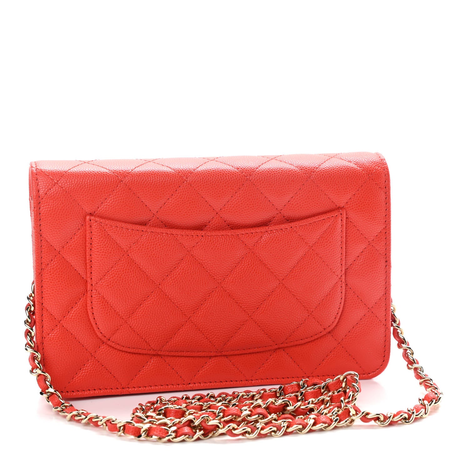 Chanel Caviar Quilted Wallet On Chain WOC Orange 2 of 9