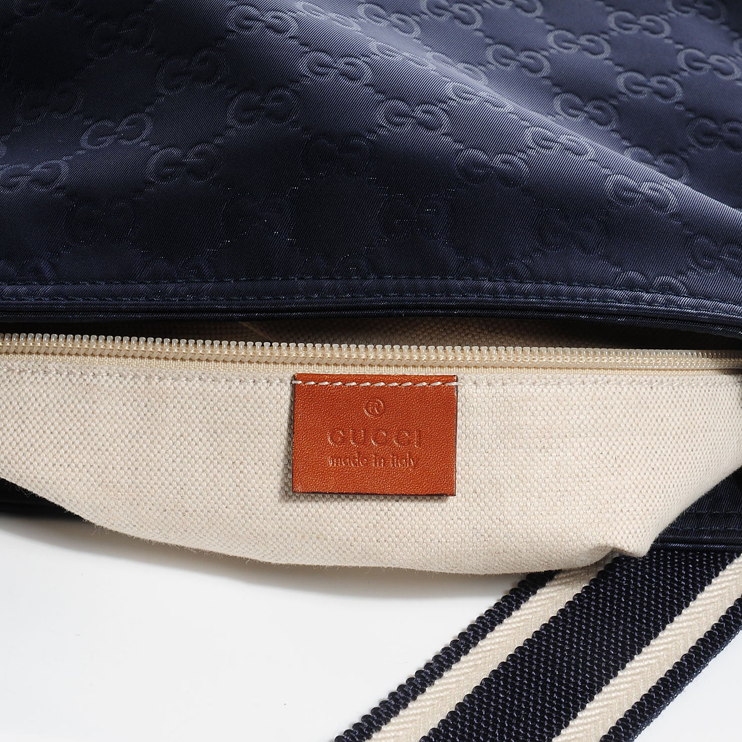 Gucci Nylon Monogram Small Messenger Bag Blue 7 of 9