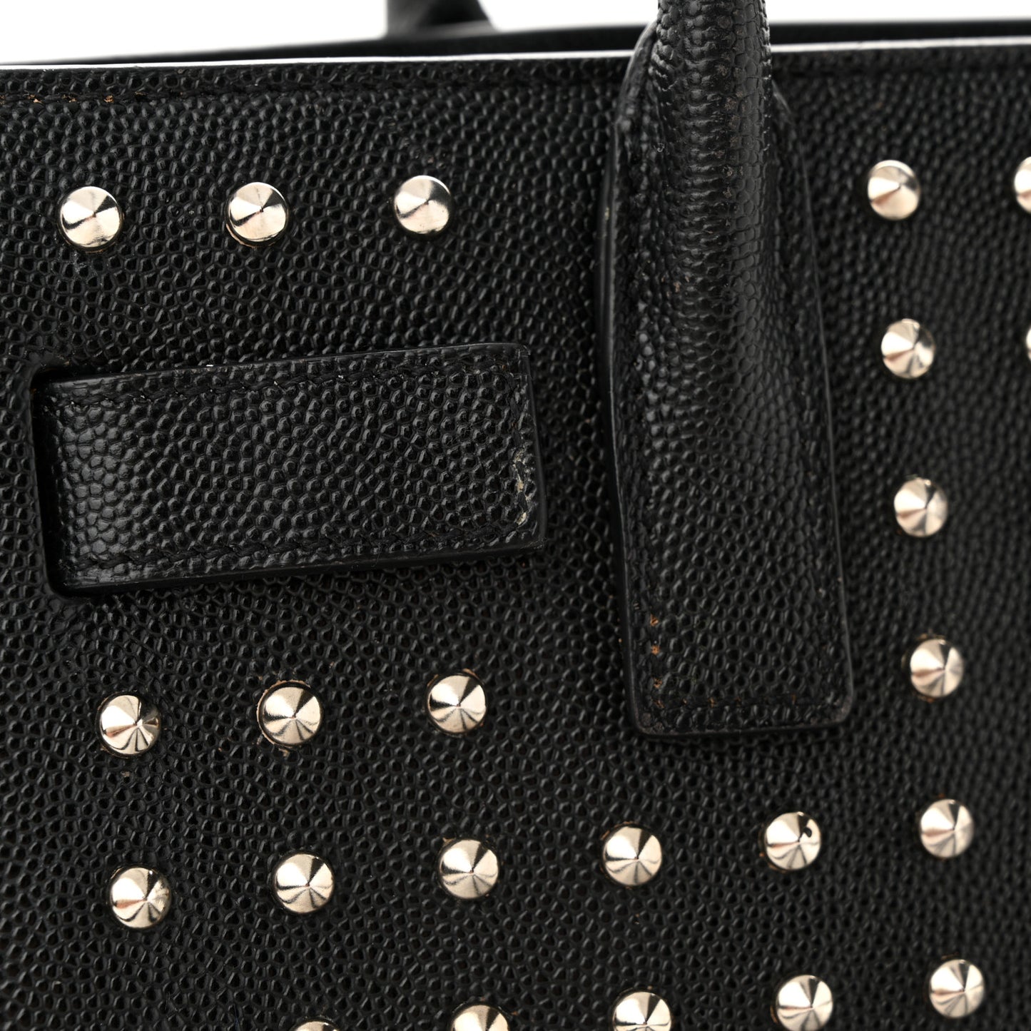SAINT LAURENT Calfskin Studded Nano Sac De Jour Black