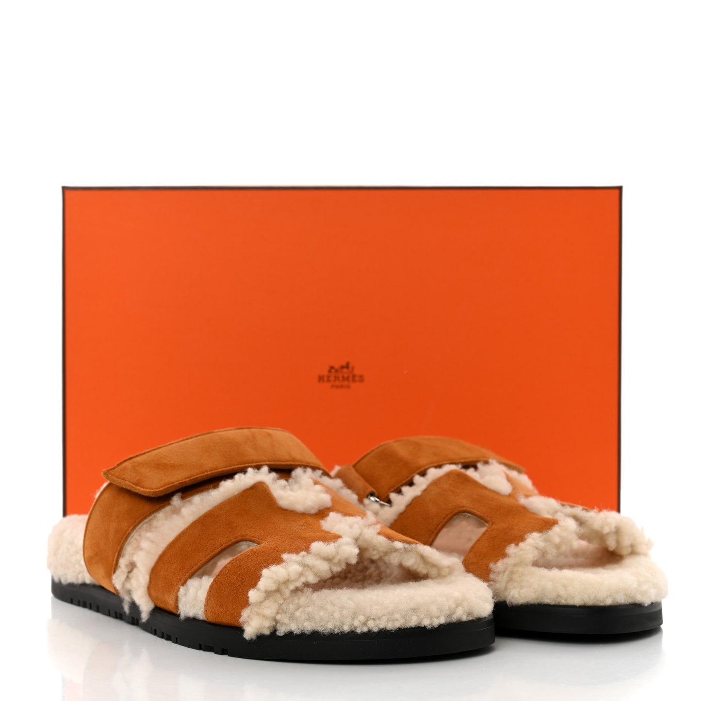 Suede Goatskin Woolskin Womens Chypre Sandals 37.5 Brun Fume Ecru