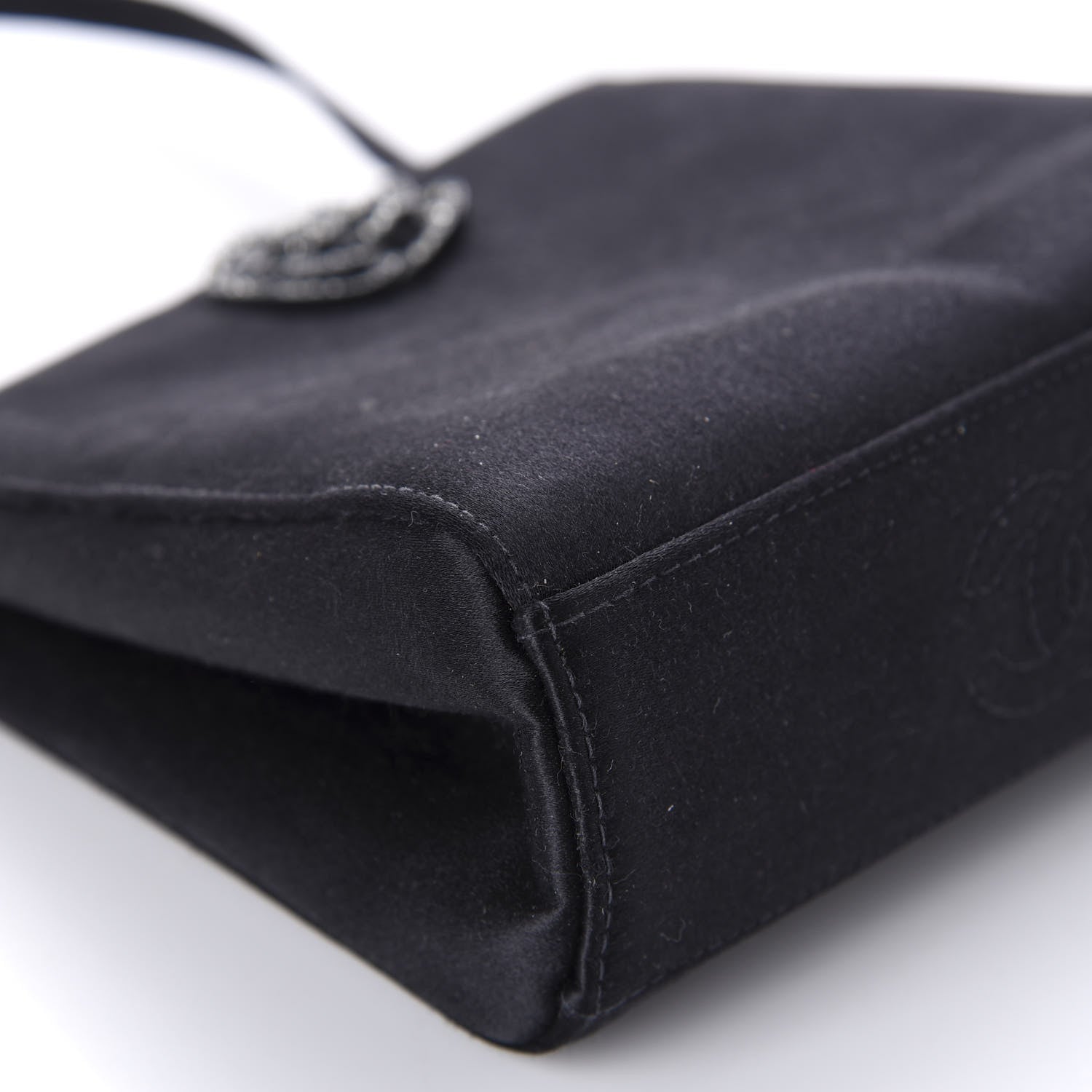 Chanel Satin Crystal Small Camellia Evening Bag Black 6 of 11
