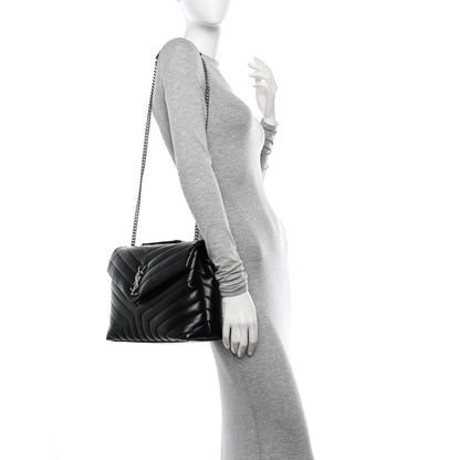 Saint Laurent Calfskin Y Quilted Monogram Medium Loulou Chain Satchel Black 2 of 10