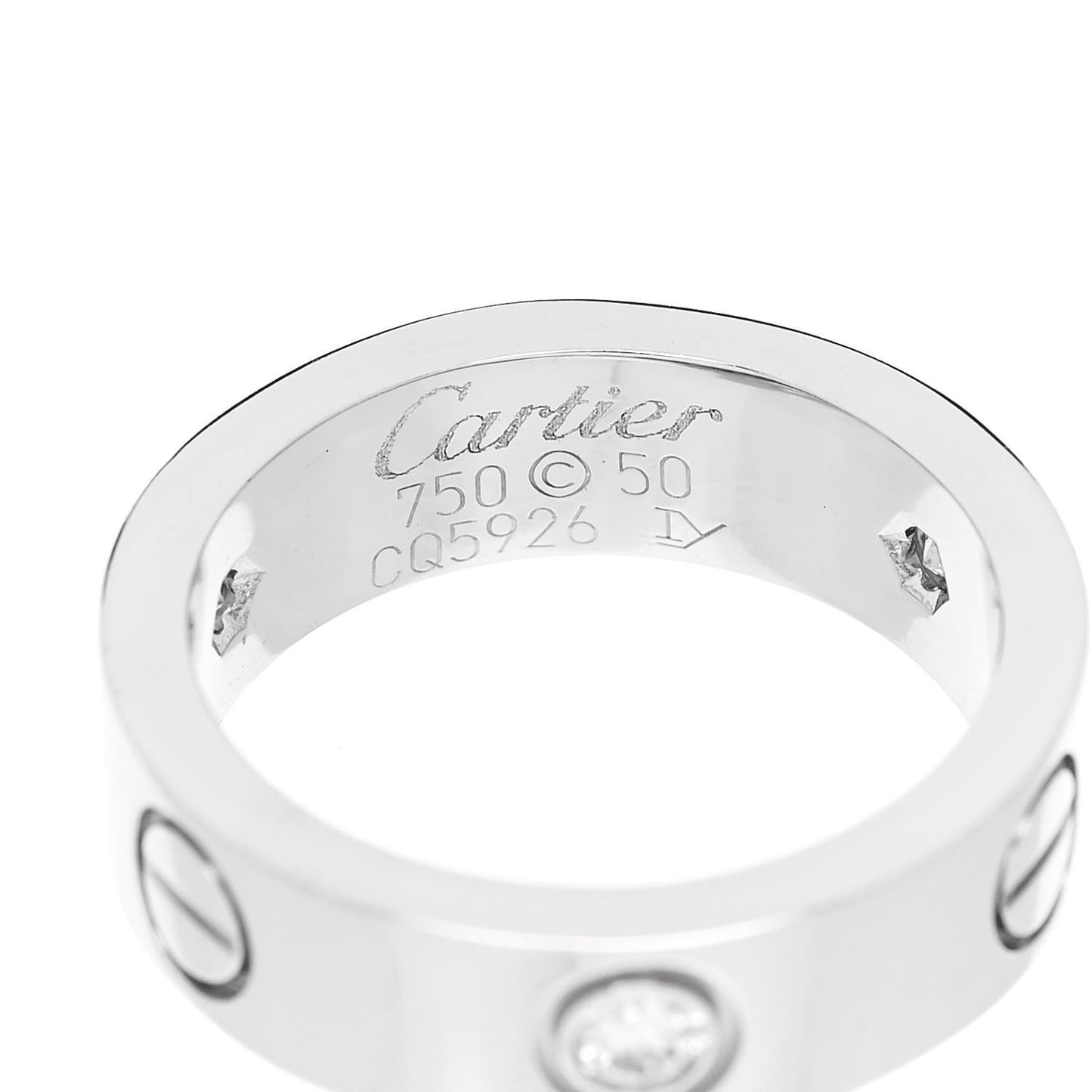 18K White Gold 3 Diamond 5.5mm LOVE Ring 50 5.25