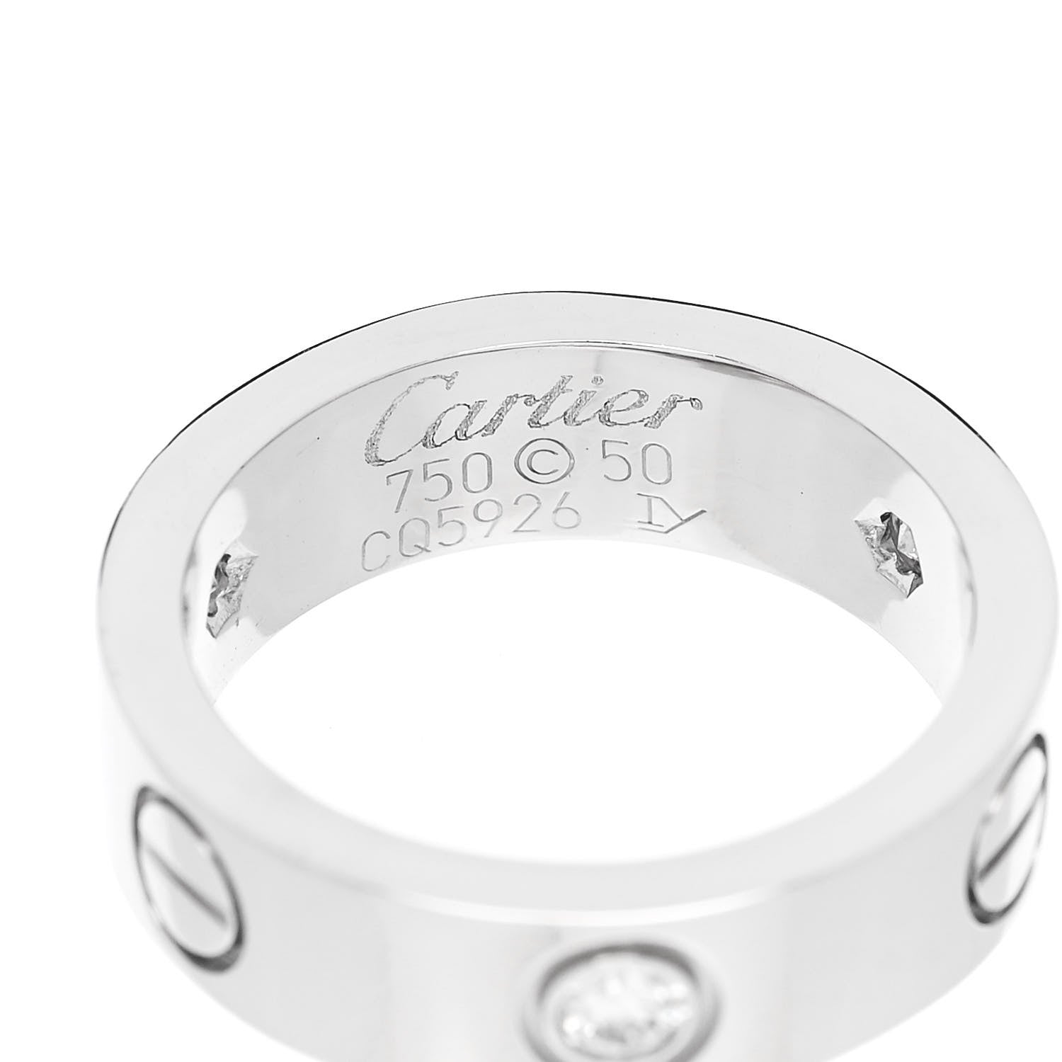 Cartier 18K White Gold 3 Diamond 5.5mm LOVE Ring 50 5.25 4 of 5