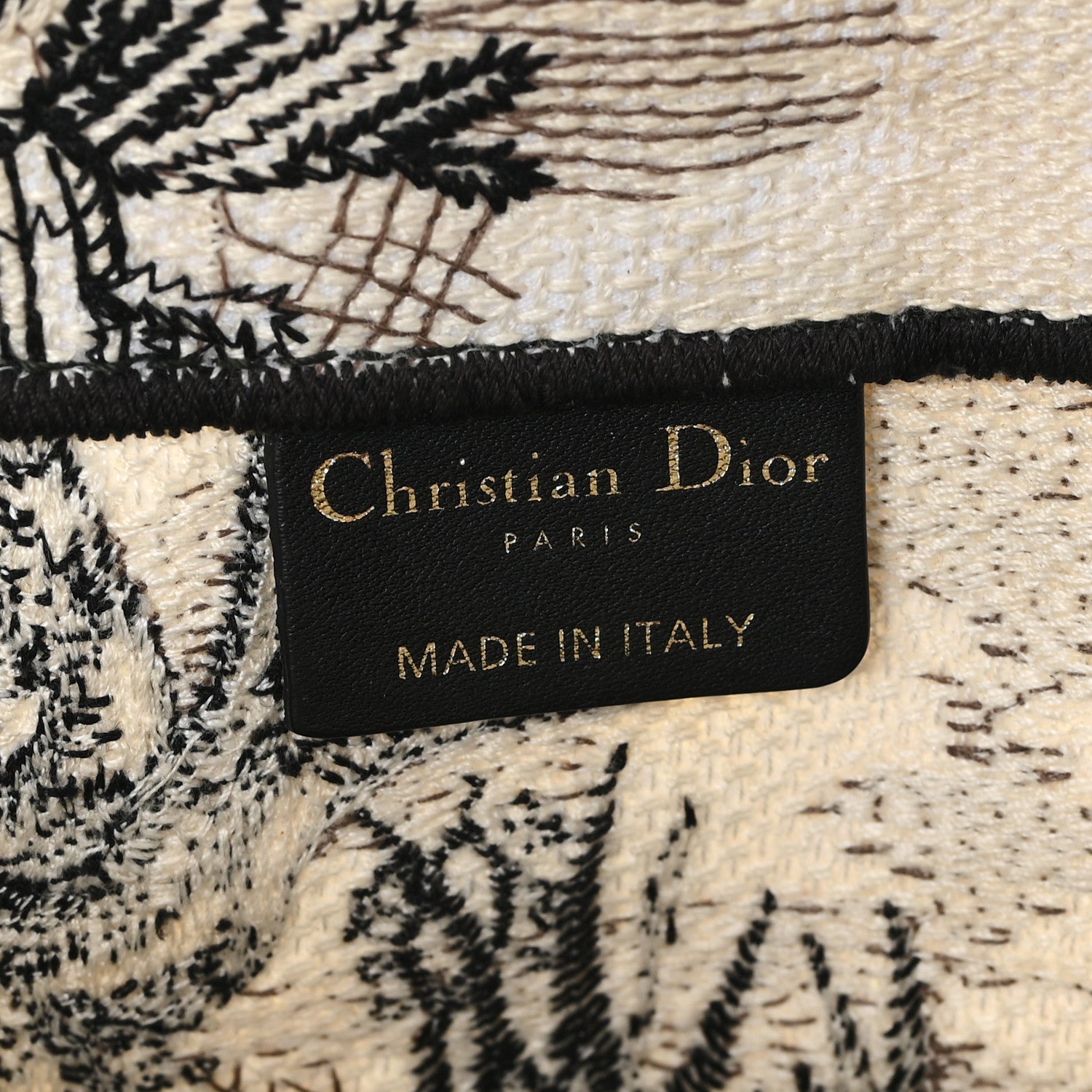 Christian Dior Canvas Embroidered Toile De Jouy Book Tote White Black 6 of 13