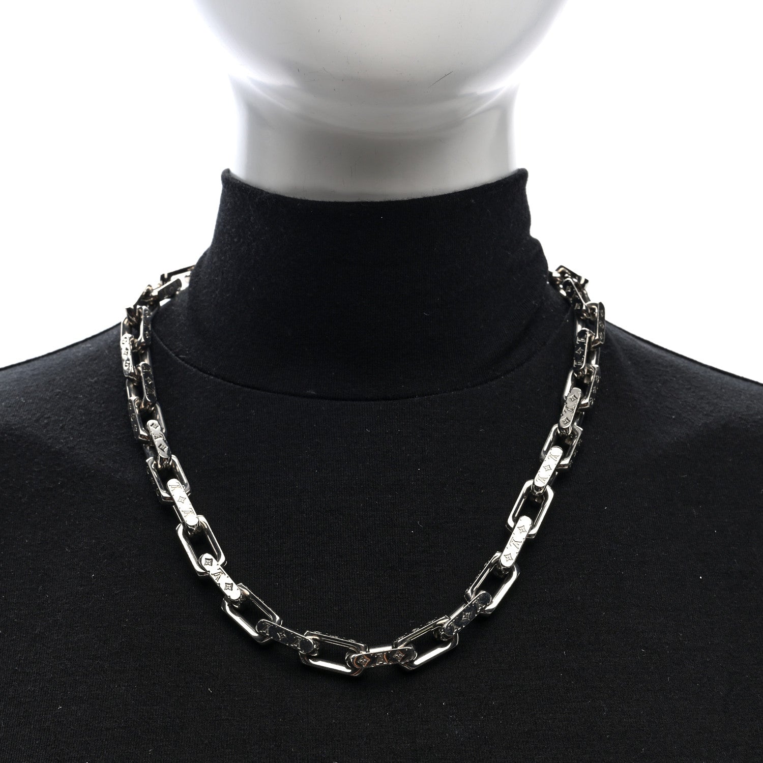 Louis Vuitton Monogram Chain Necklace Silver 2 of 4