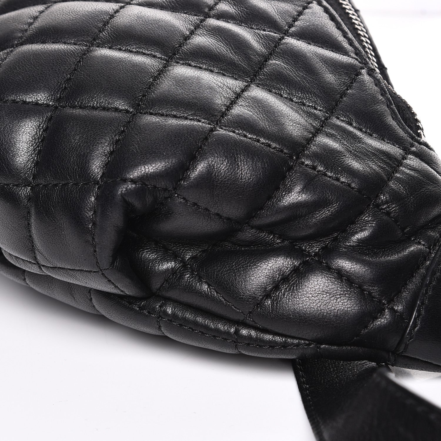 Chanel Lambskin Quilted Banane Waist Bag Fanny Pack Black 9 of 12