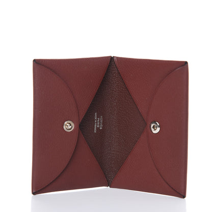 Hermes Swift Calvi Card Case Rouge H Havane 5 of 8