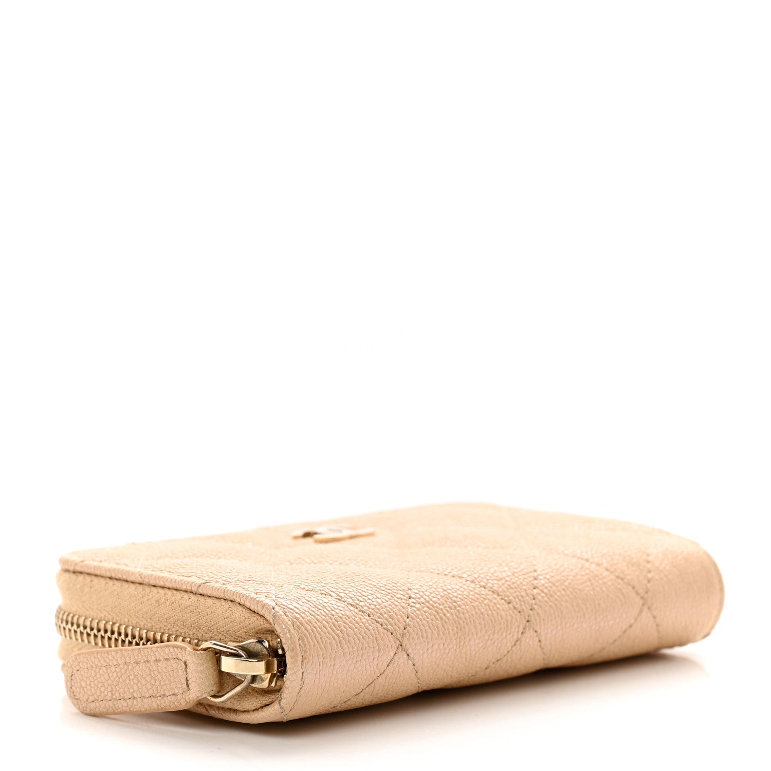 Chanel Iridescent Caviar Quilted Zip Around Coin Purse Beige 4 of 9