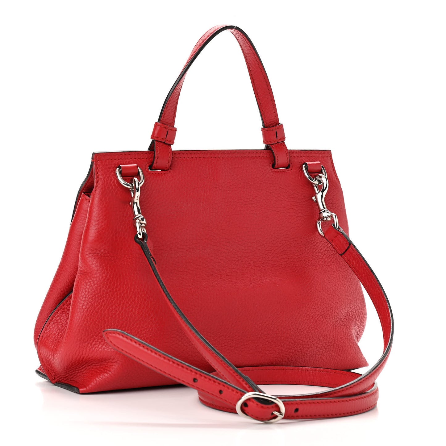 Cellarius Calfskin Small Bamboo Daily Top Handle Bag Hibiscus Red