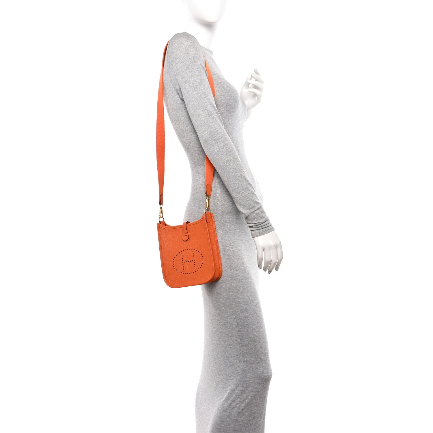 Hermes Taurillon Clemence Evelyne TPM Orange 2 of 11