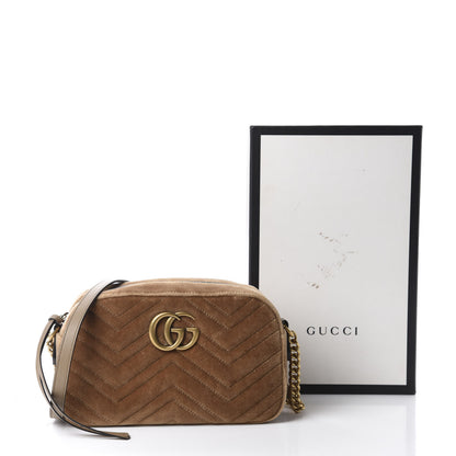Gucci Velvet Matelasse Small GG Marmont Chain Shoulder Bag Taupe 11 of 11