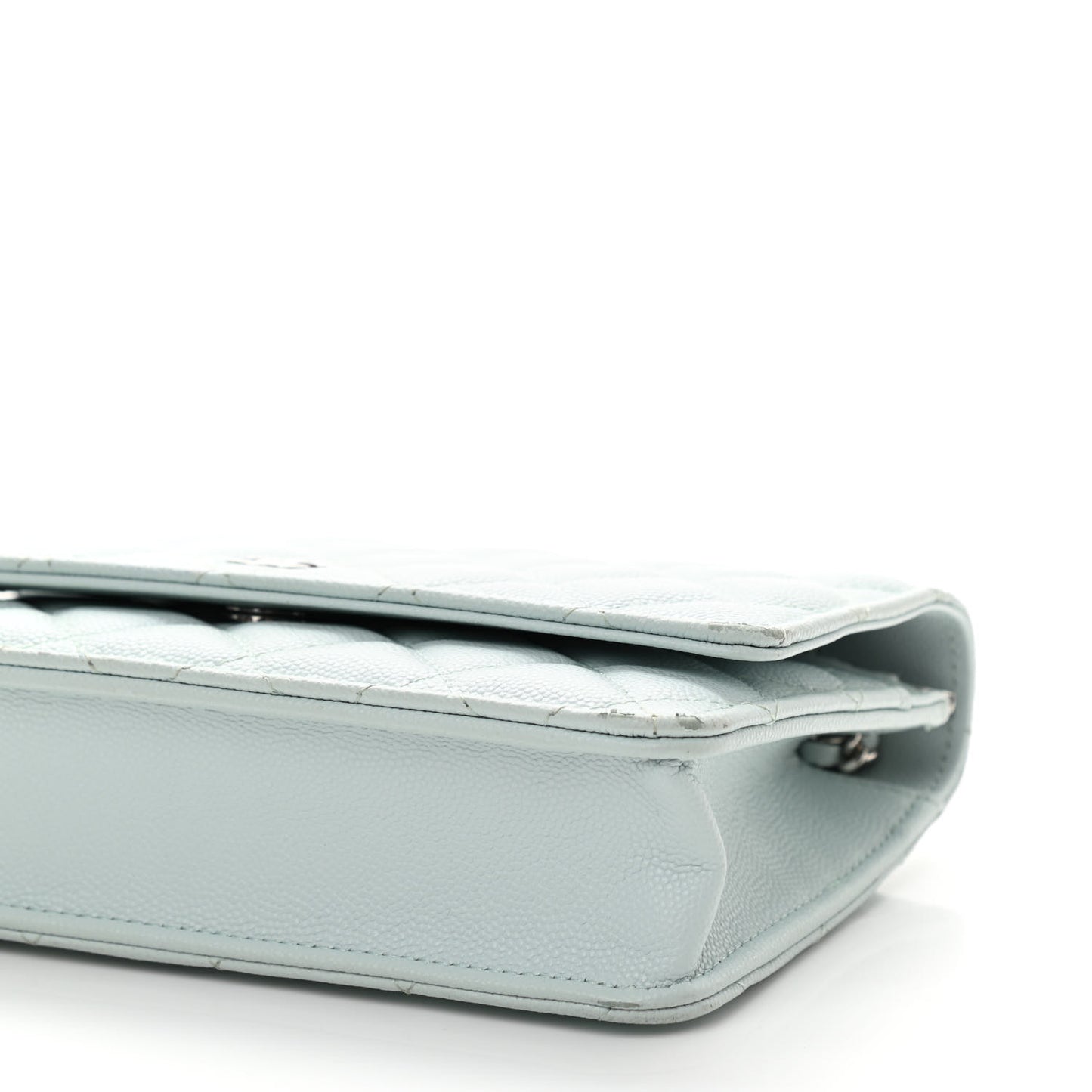 Caviar Quilted Wallet On Chain WOC Light Blue