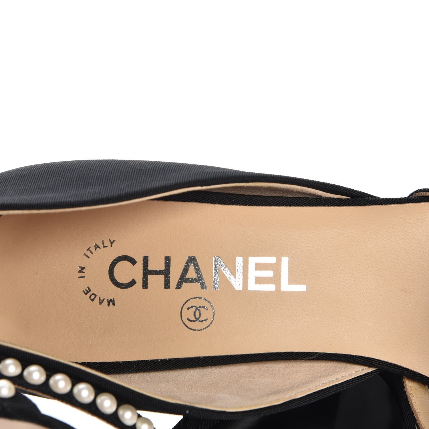 Chanel Grosgrain Pearl Pumps 39.5 Black 7 of 8