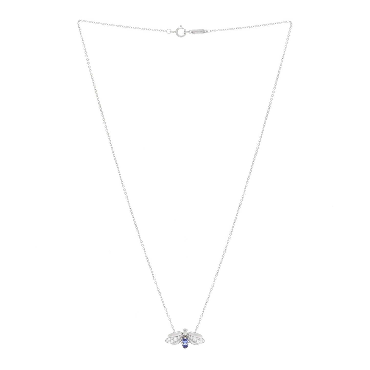 Platinum Diamond Tanzanite Paper Flowers Firefly Necklace