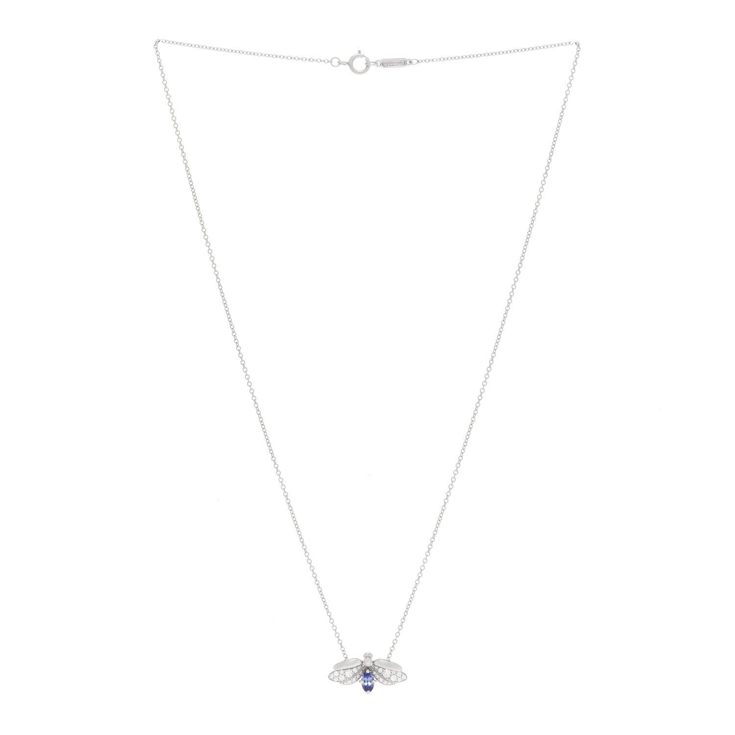 Tiffany Platinum Diamond Tanzanite Paper Flowers Firefly Necklace 3 of 6
