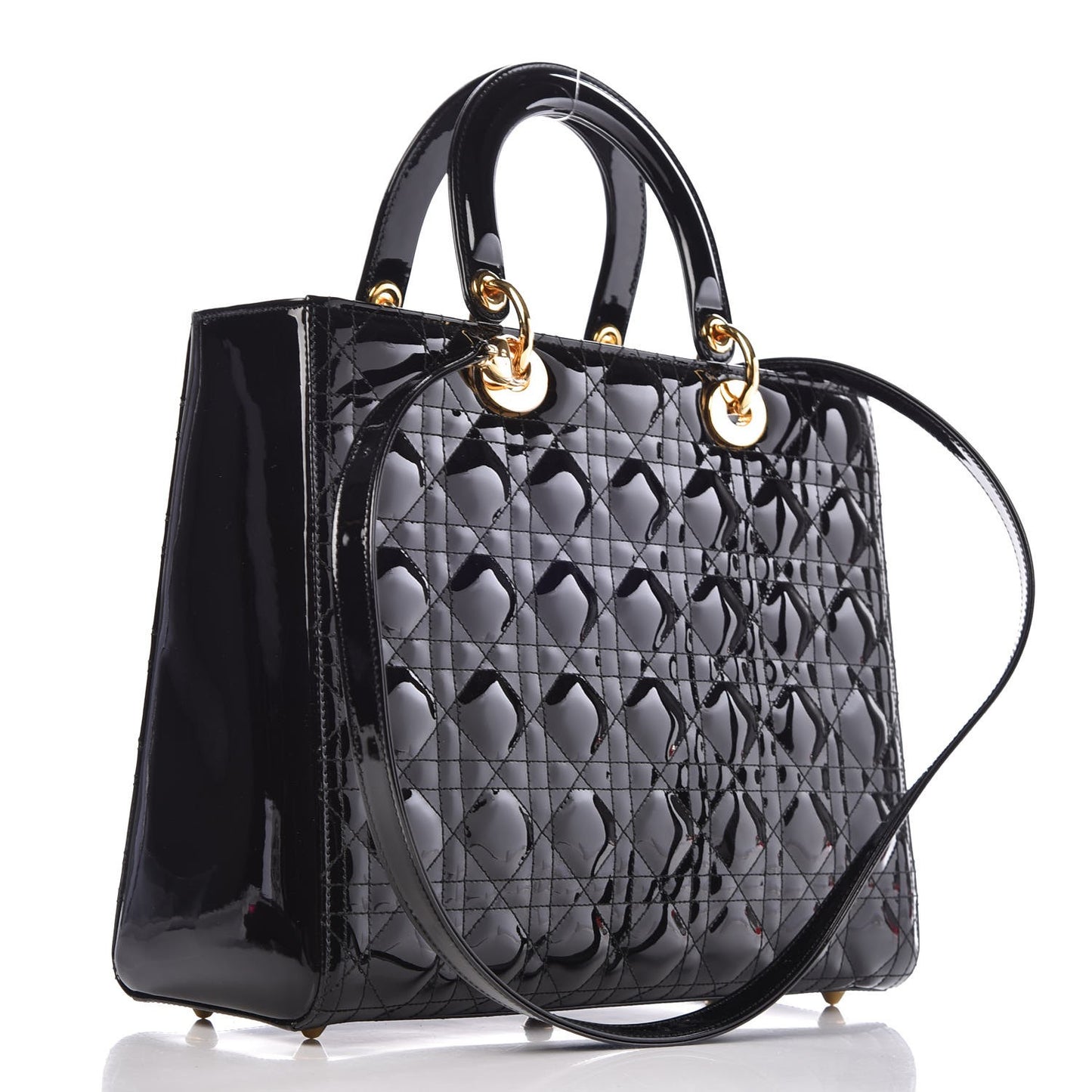 Patent Cannage Large Lady Dior Black
