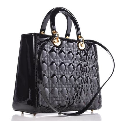 Christian Dior Patent Cannage Large Lady Dior Black 4 of 8