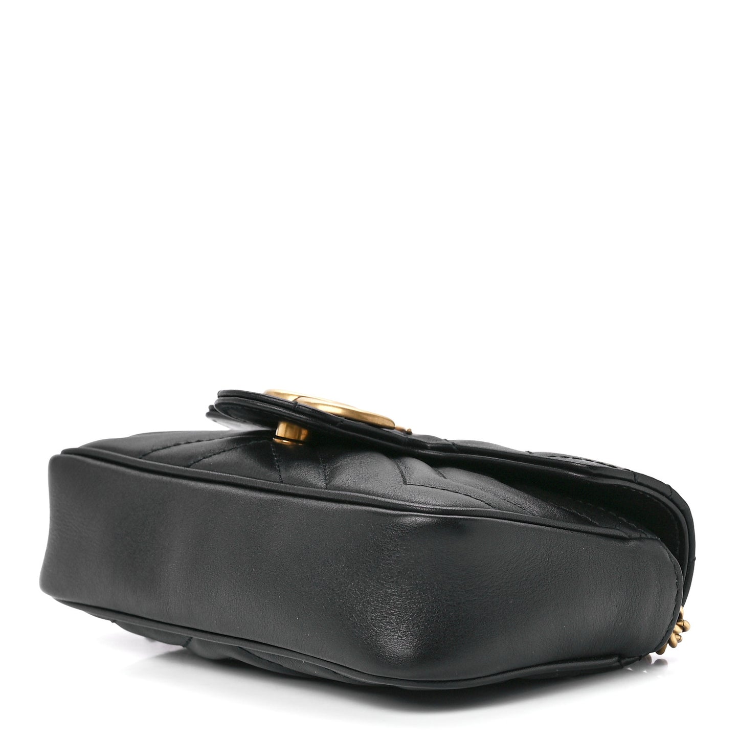 Calfskin Matelasse Super Mini GG Marmont Shoulder Bag Black
