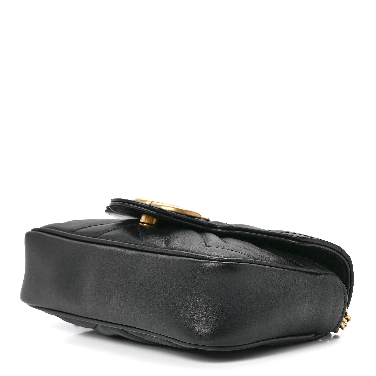 Gucci Calfskin Matelasse Super Mini GG Marmont Shoulder Bag Black 9 of 11