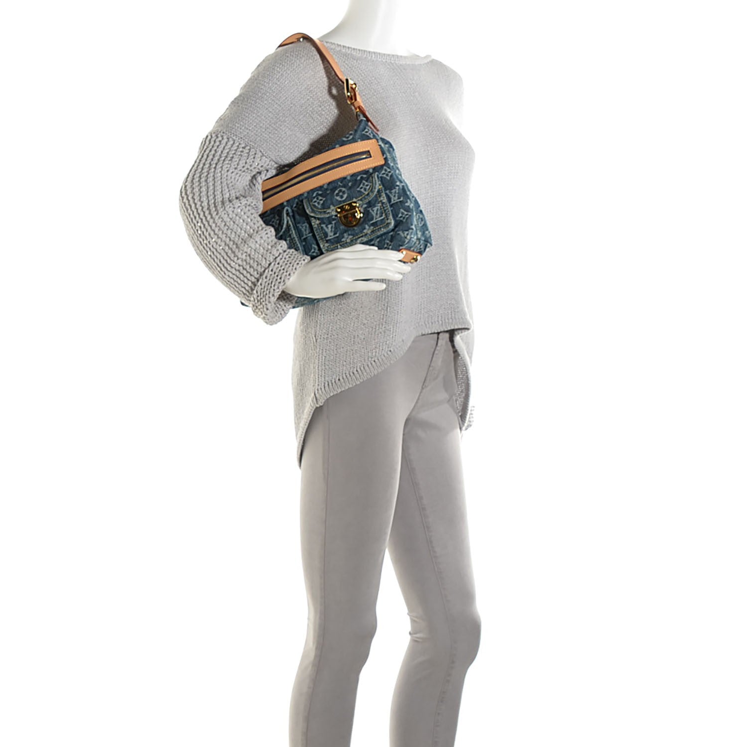 Louis Vuitton Monogram Denim Baggy PM Blue 2 of 7