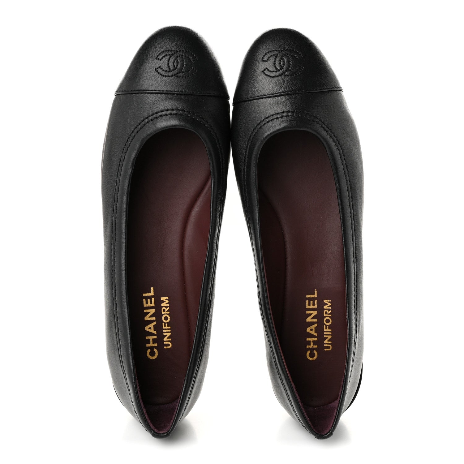 Chanel Lambskin Cap Toe CC Uniform Ballerina Flats 38.5 Black 2 of 9