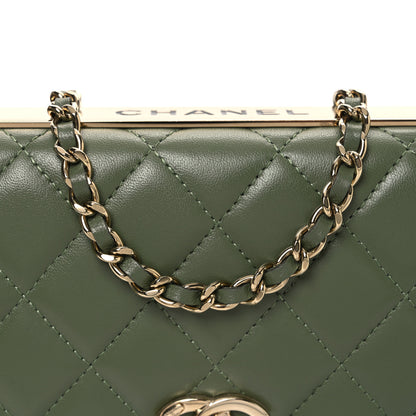 Chanel Lambskin Quilted Trendy CC Wallet On Chain WOC Green 9 of 12