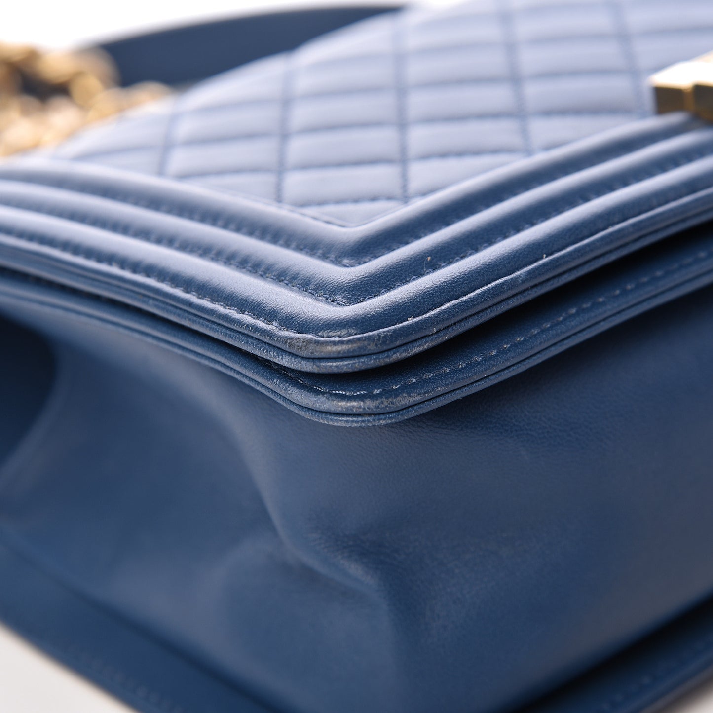 Lambskin Quilted Medium Boy Flap Blue