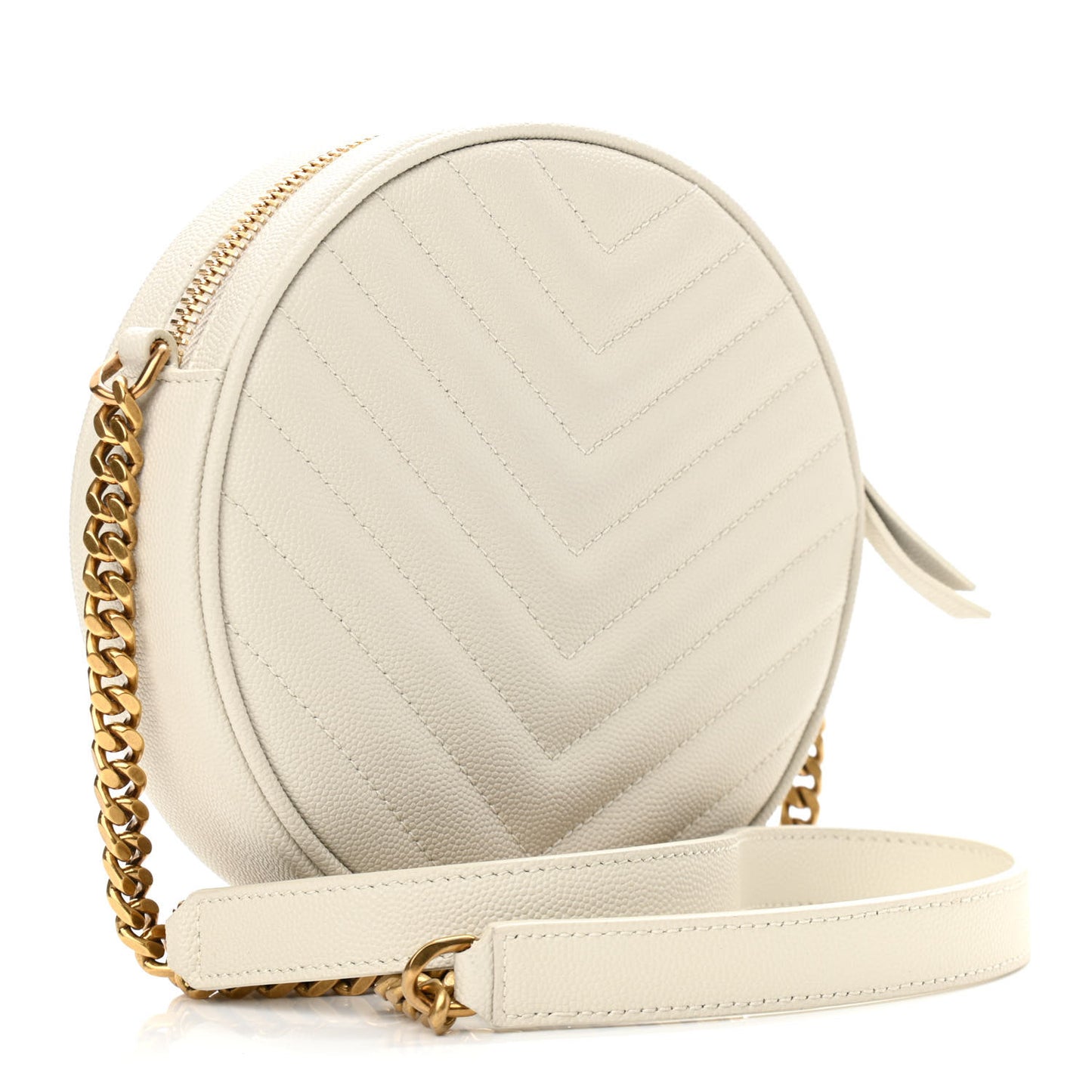 Grain De Poudre Matelasse Chevron Quilted Round Vinyle Camera Bag Crema Soft