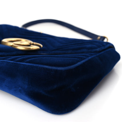 Gucci Velvet Matelasse Medium GG Marmont Shoulder Bag Cobalt Blue 9 of 9