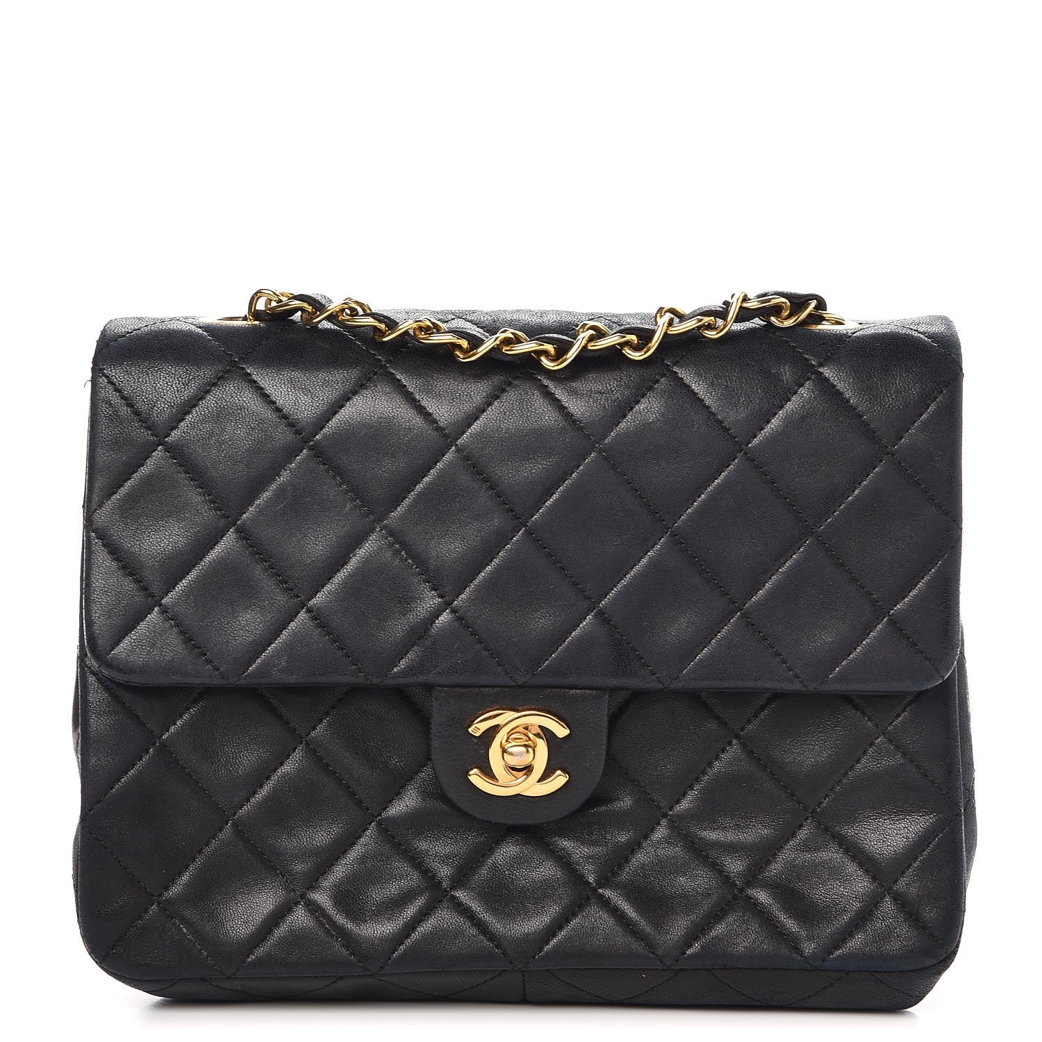 Chanel Lambskin Quilted Mini Square Flap Bag Navy 1 of 18