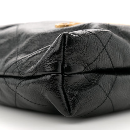Chanel Shiny Crumpled Calfskin Quilted Pearl Mini Chanel 22 Black 9 of 10