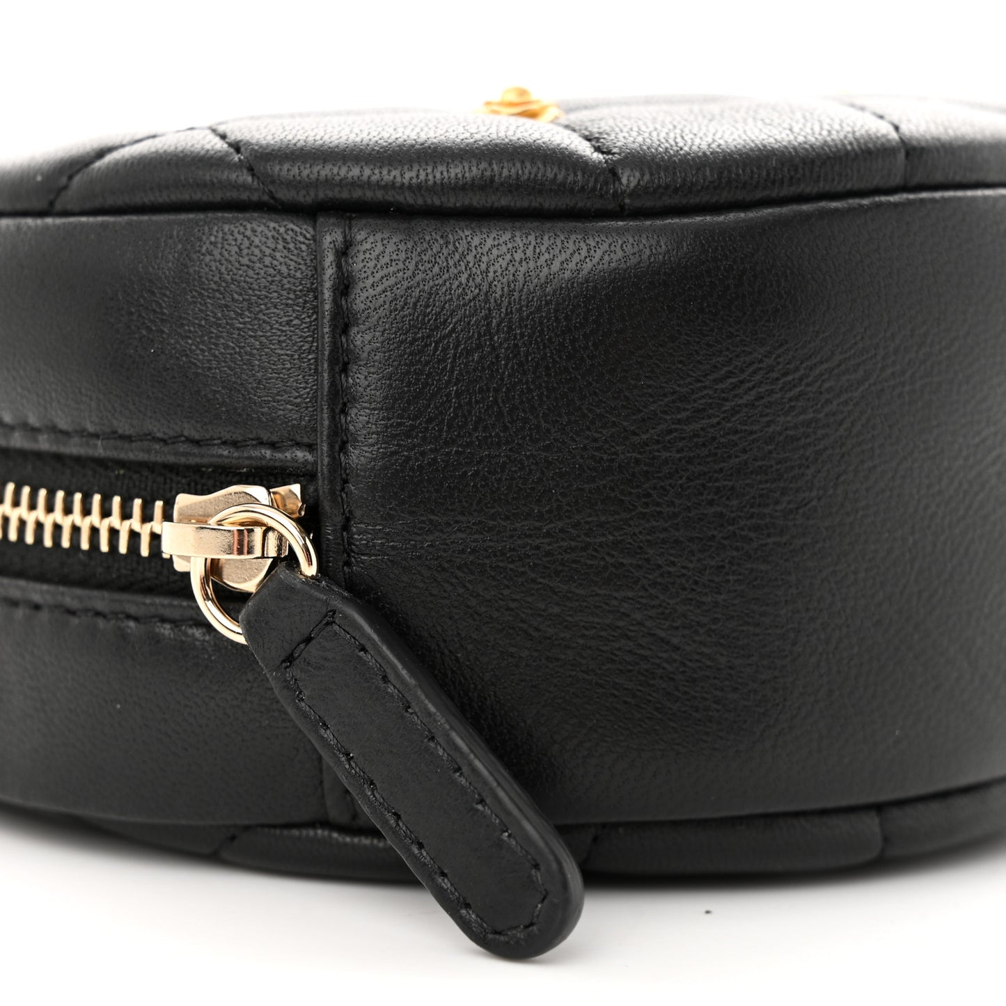 Lambskin Quilted Studded Round Clutch With Chain Black