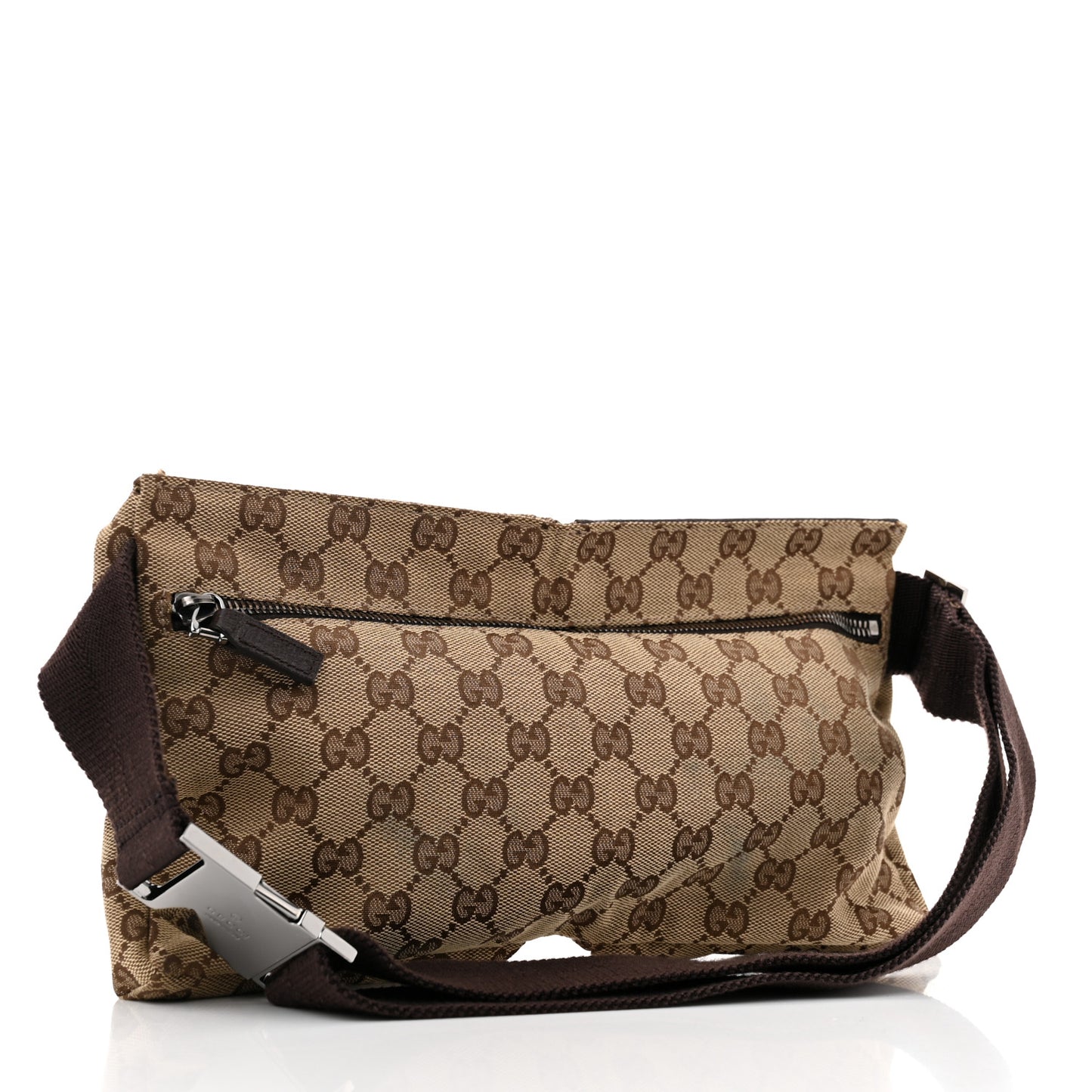 GG Monogram Double Pocket Belt Bag Dark Brown