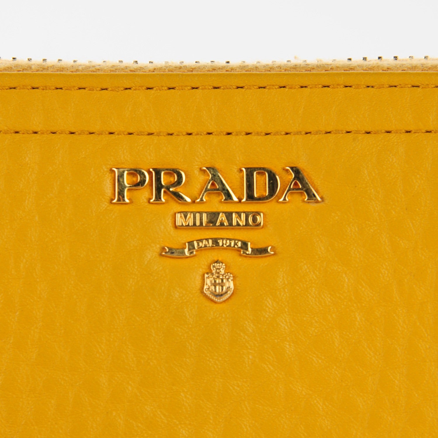 Prada Vitello Daino Zip Around Continental Wallet Mimosa 5 of 9
