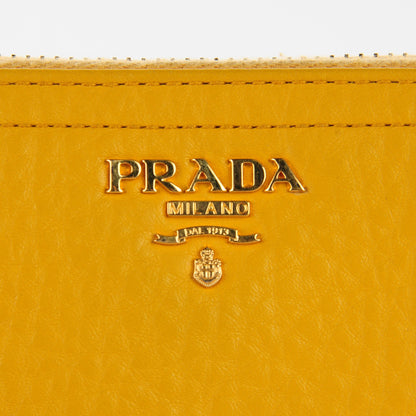 Prada Vitello Daino Zip Around Continental Wallet Mimosa 5 of 9