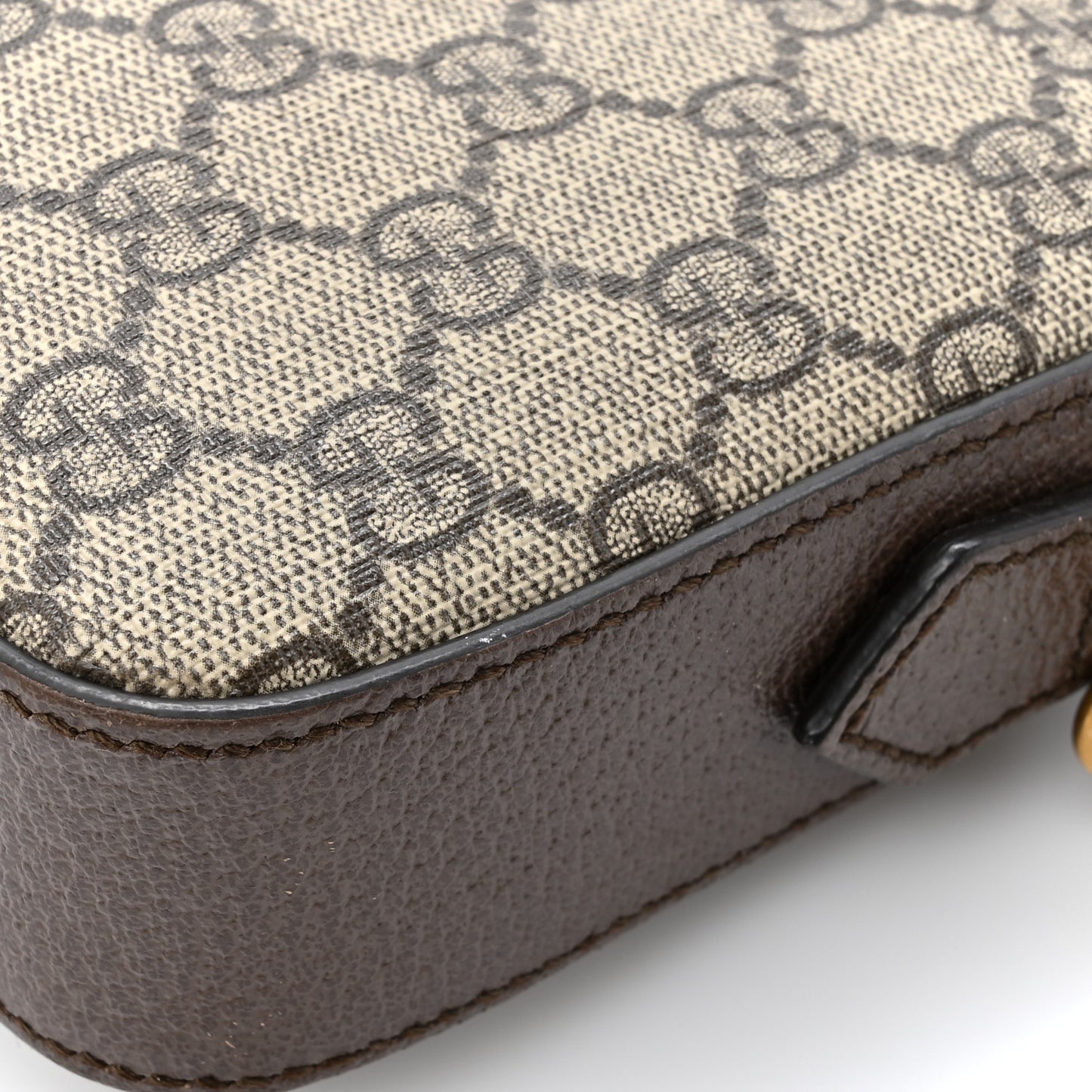 GG Supreme Monogram Textured Dollar Calfskin Web Ophidia Wristlet Shoulder Bag Beige Ebony New Acero