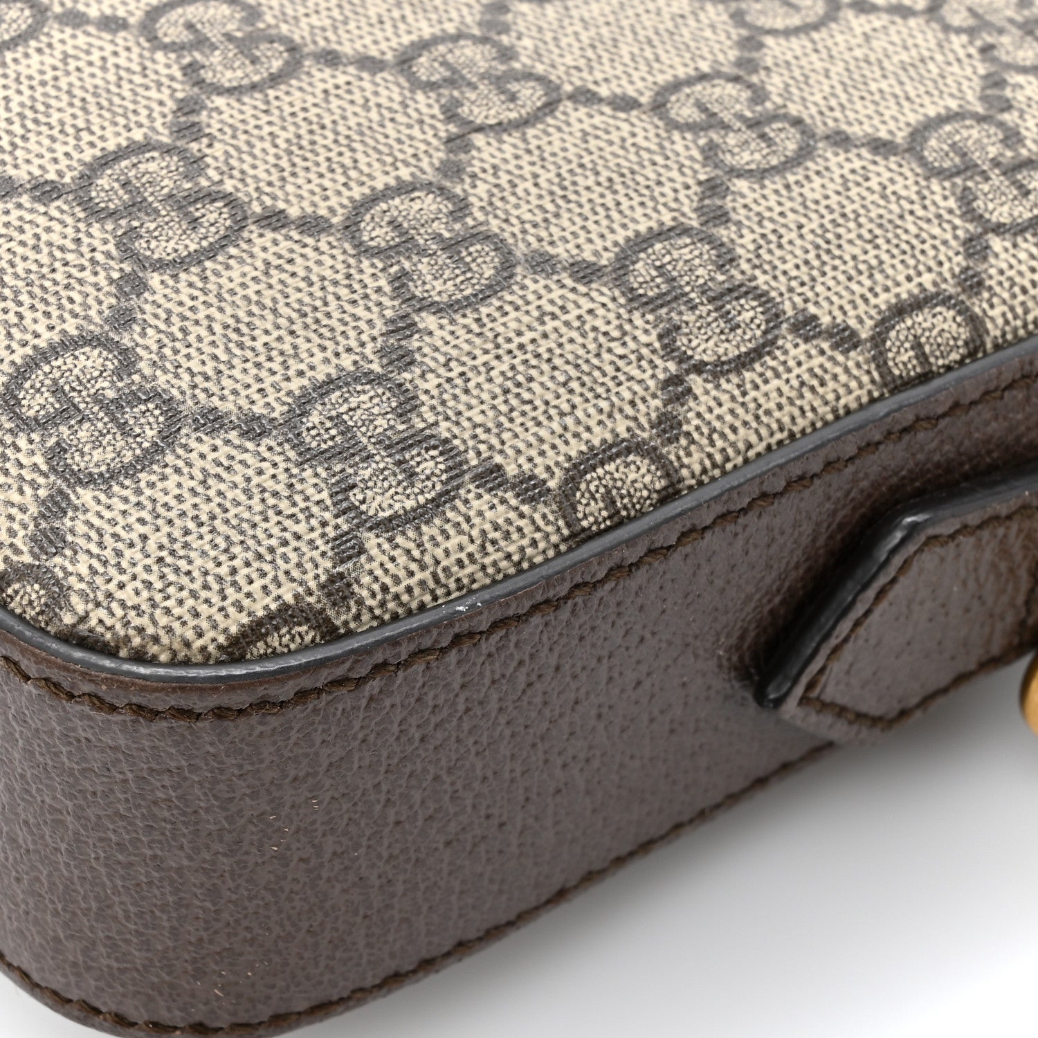 Gucci GG Supreme Monogram Textured Dollar Calfskin Web Ophidia Wristlet Shoulder Bag Beige Ebony New Acero 12 of 13