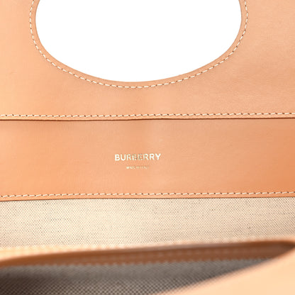 Burberry Canvas Smooth Calfskin Two Tone Medium Pocket Bag Soft Fawn Warm Sand 6 of 11