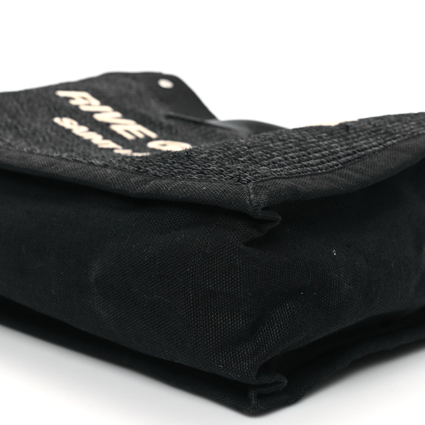 Raffia Linen Calfskin Rive Gauche Tote Black