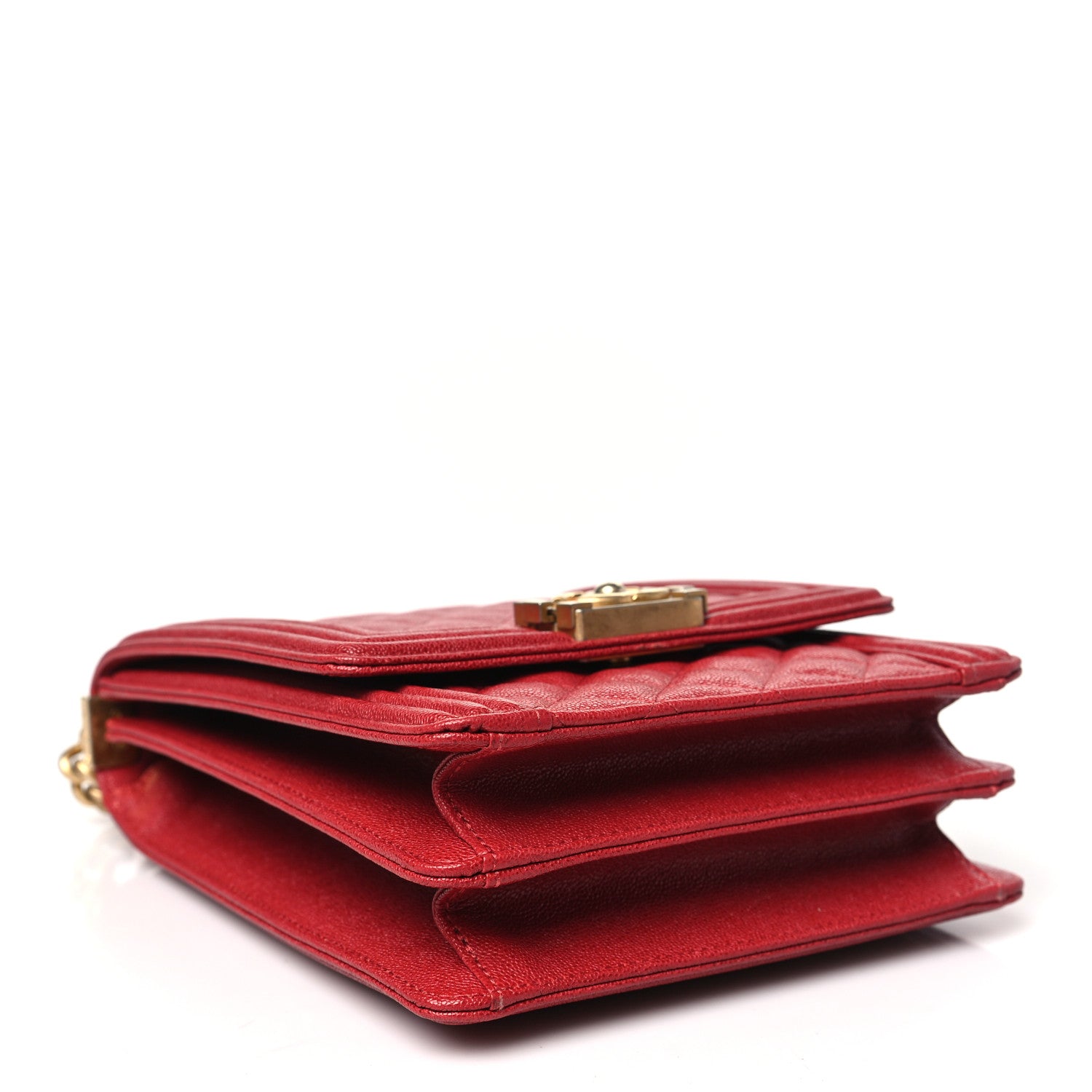 Chanel Caviar Quilted North South Boy Flap Red 4 of 10