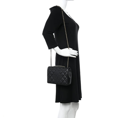 Chanel Lambskin Quilted Medium Diamond CC Flap Black 2 of 12