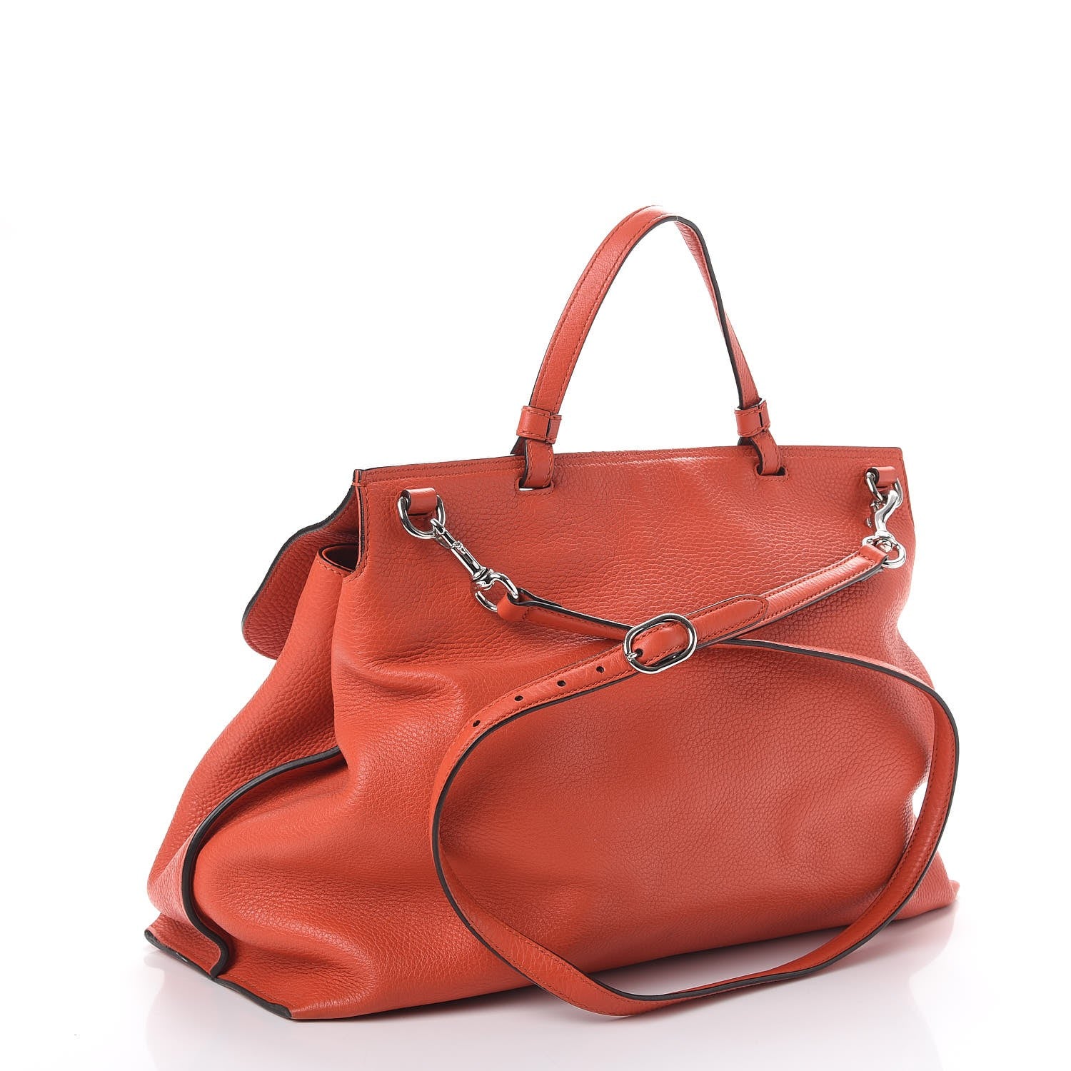 Gucci Cellarius Calfskin Large Bamboo Daily Top Handle Bag New Dark Orange 4 of 18